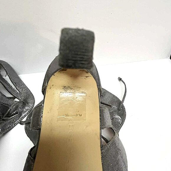 BCBGeneration Chierra Silver Pewter Cut Out Peep Toe Heels 10 - Picture 12 of 13